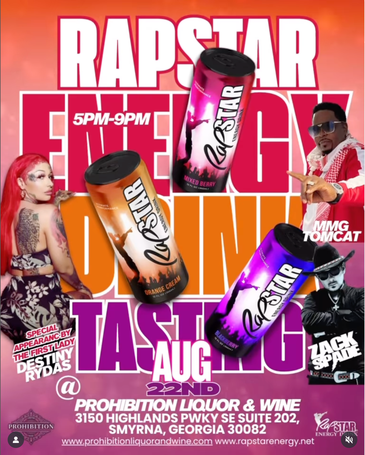 We Got That 🔥 Drink: RapStar Energy Pulls Up to Prohibition for a Star-Studded Tasting in Smyrna