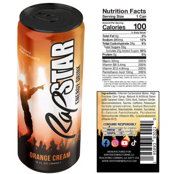 Orange Cream RapStar Energy Drink (12oz)